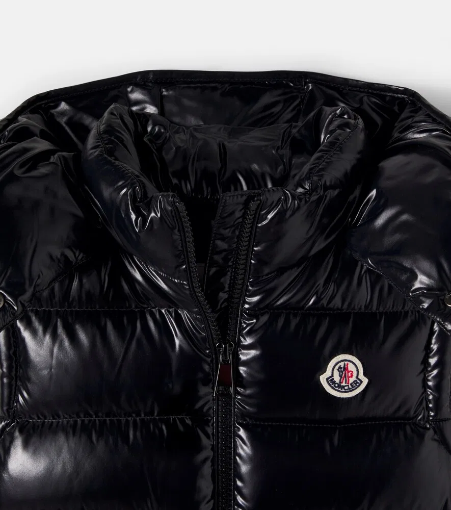 Стеганый пуховый жилет Ania Moncler Enfant, черный — фото 4