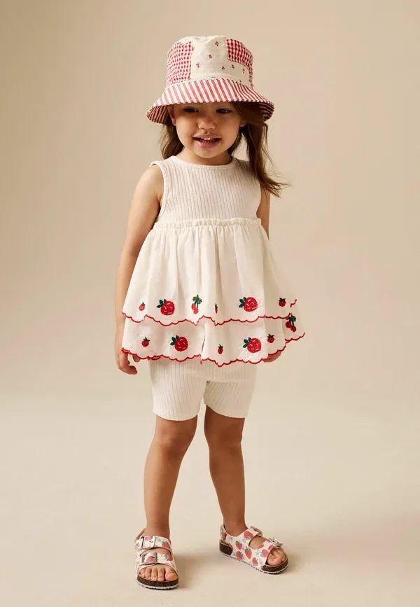 Комплект из лосин и топа с вышивкой Next ecru berry embroidery, экрю — фото 3