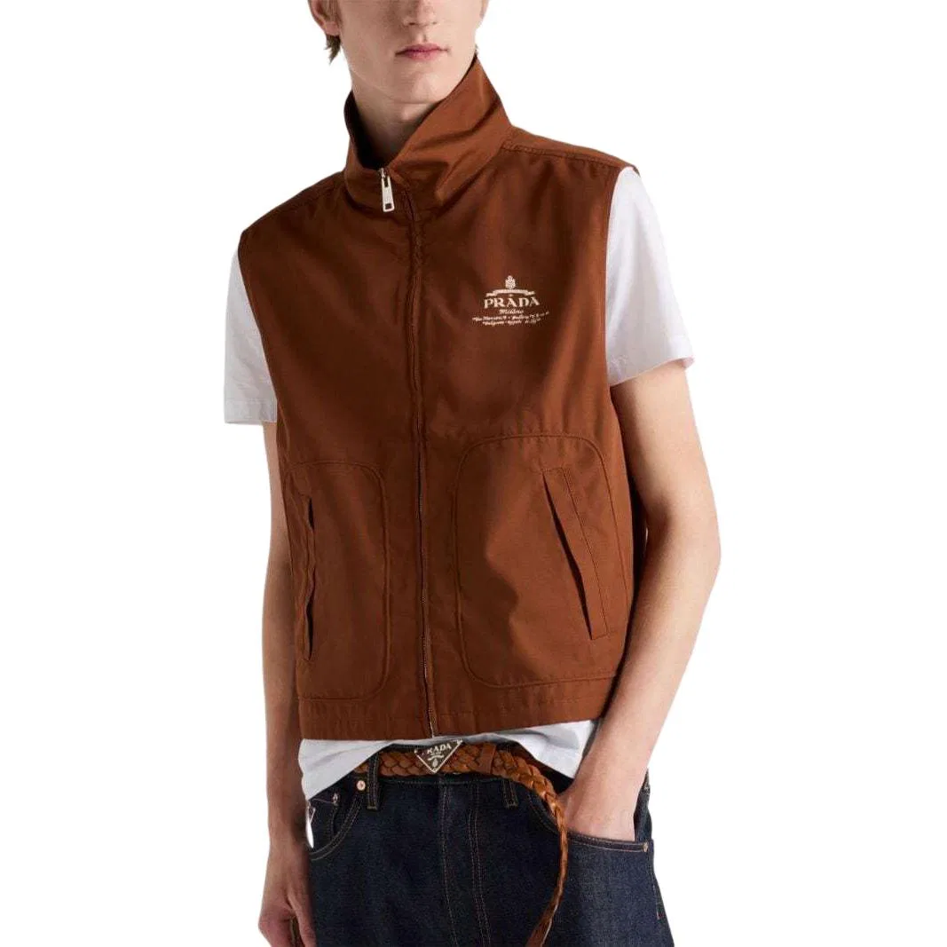 Жилет с логотипом, PRADA, Tobacco Brown — фото 4