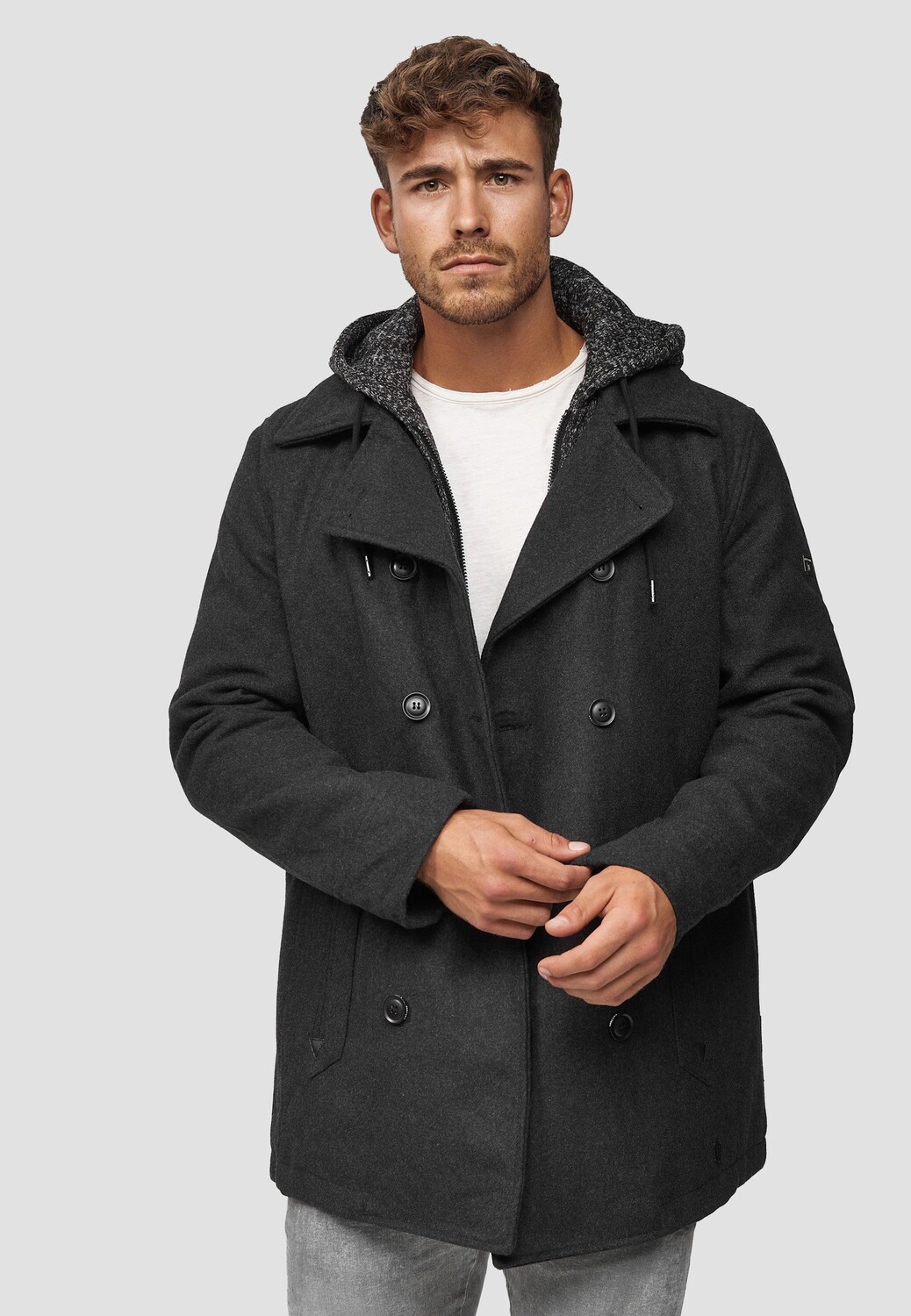 

Пальто короткое Indicode Jeans, антрацитовый, Черный, Пальто короткое Indicode Jeans, антрацитовый