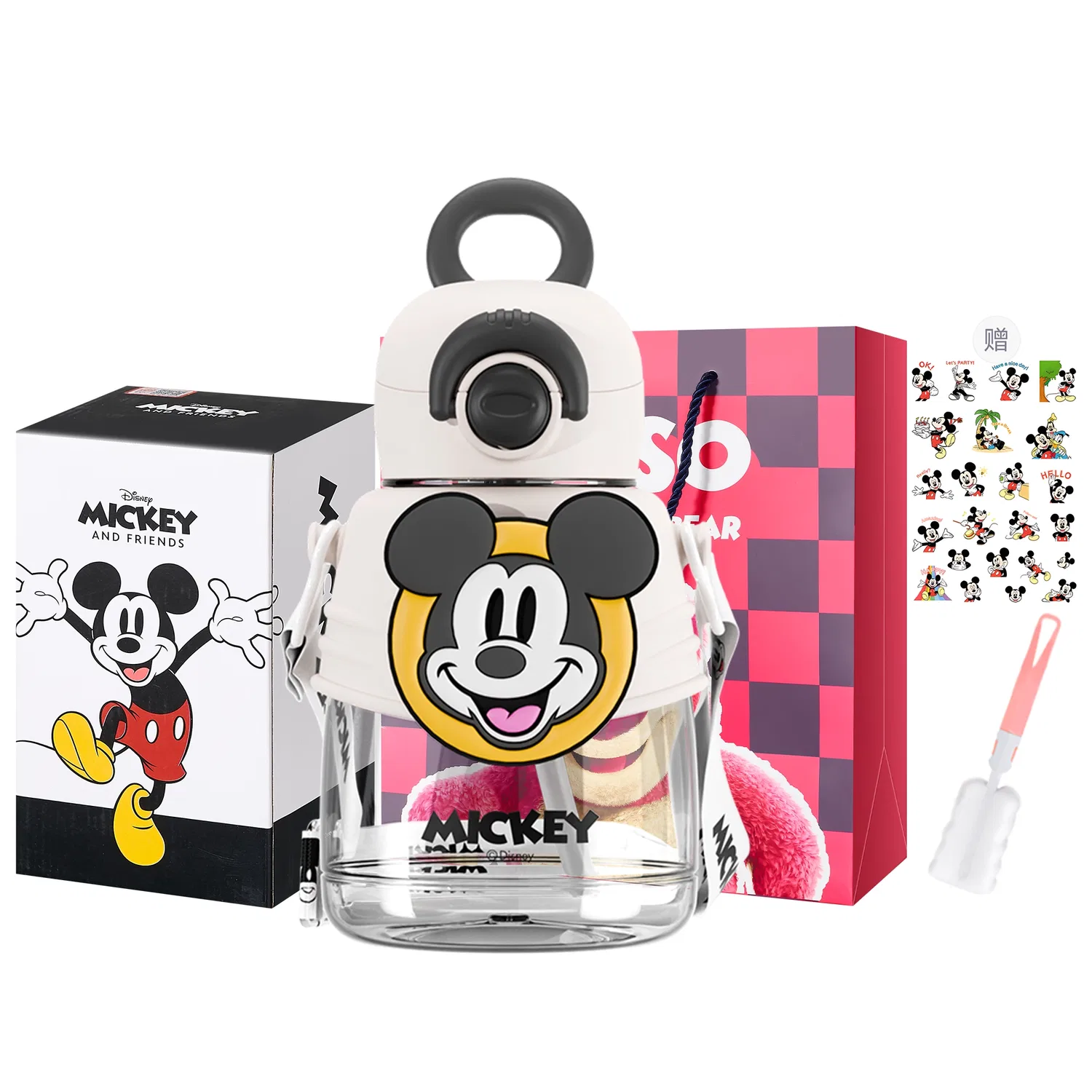 Детский стакан с трубочкой 750 мл, Mickey Mouse Rotating Fun Straw Water Cup, Disney, Multicolor
