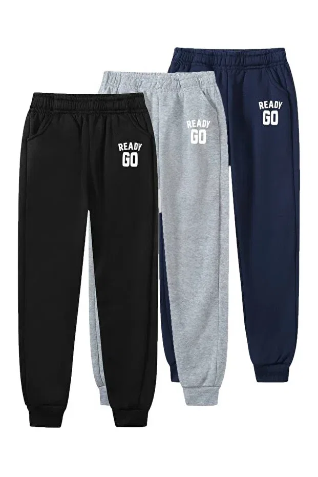 Детский комплект спортивных штанов с принтом 3-предметный Daxis Sportwear Company, Black-Gray-Lacquvert