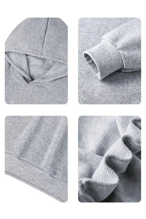 Детское худи для девочек с принтом Blue Stars Back Printed Morning Kids, Gray — фото 3