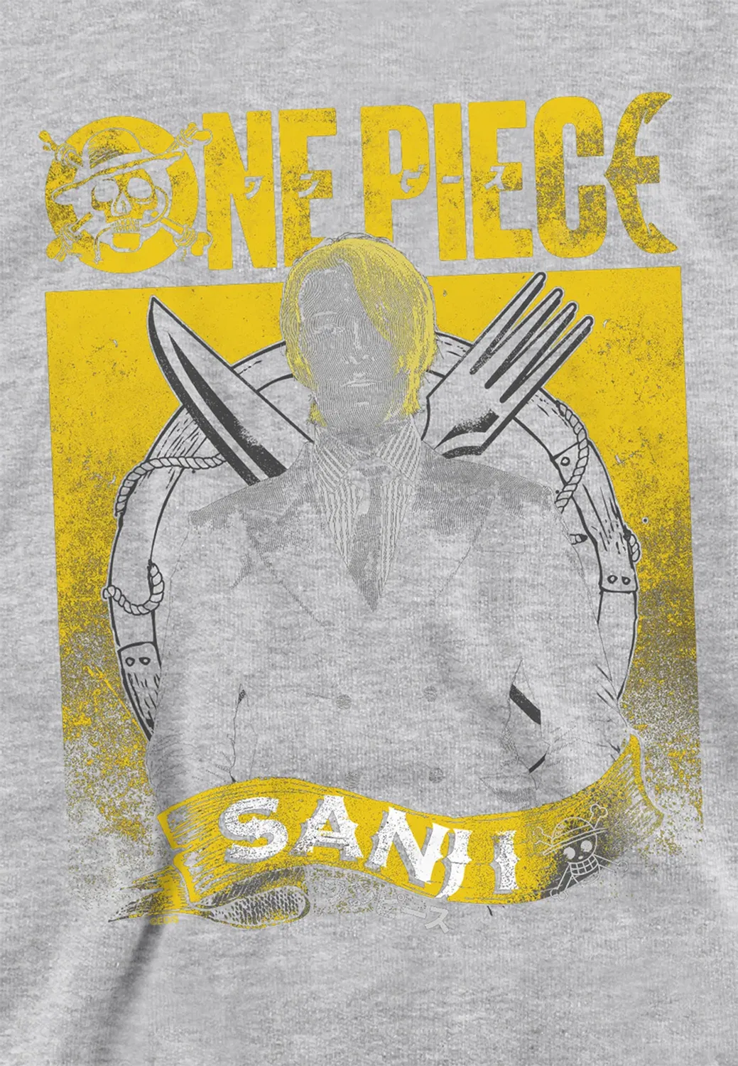 Детский худи с принтом Sanji Etched Portrait One Piece, Grey — фото 2