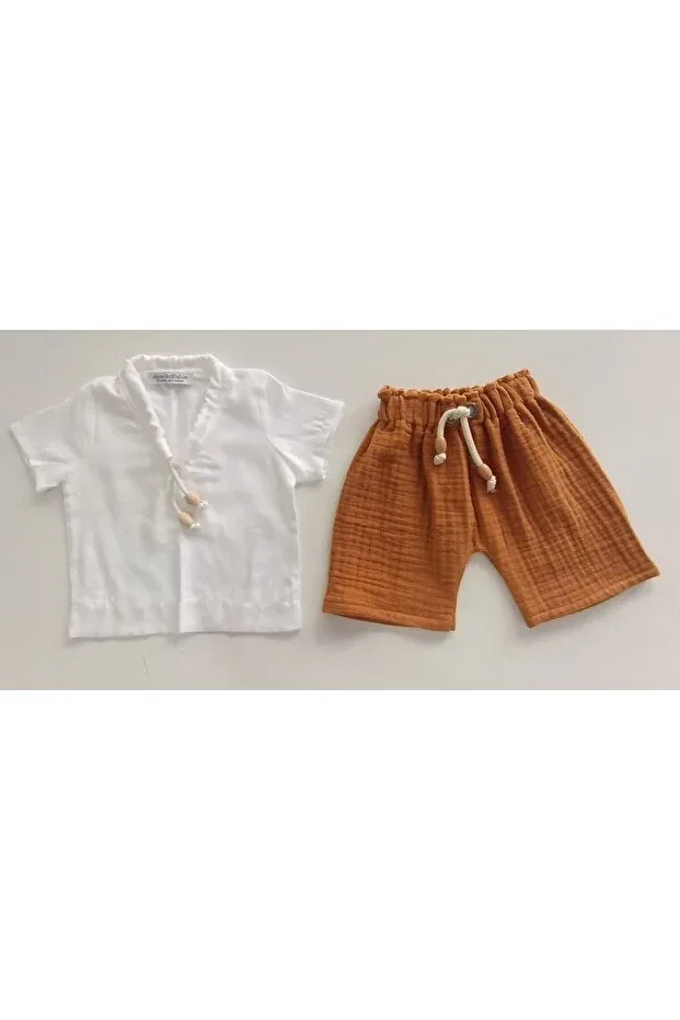 Детский комплект шорт и футболки для девочек хлопковый Moms And Babies, Brown Cinnamon