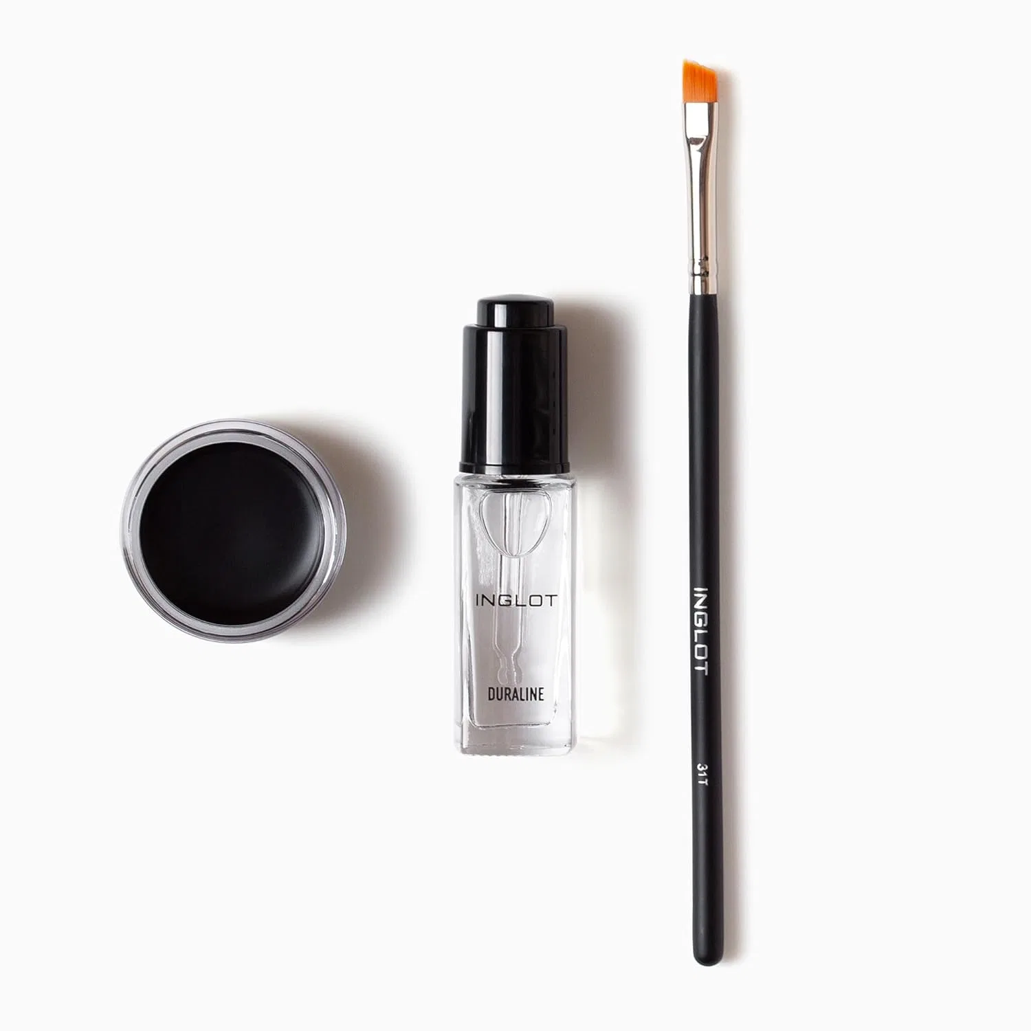 Набор для макияжа глаз с подводкой и кистью, Inglot, Duraline + AMC Gel Eyeliner 77 + Brush 31T, 14.5 г, 77 Black — фото 4