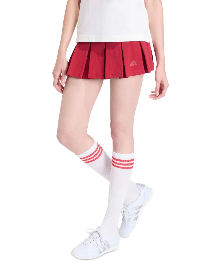 Женская юбка-трапеция из хлопка с внутренними леггинсами Colorpop Skirt adidas, Active Maroon Off White