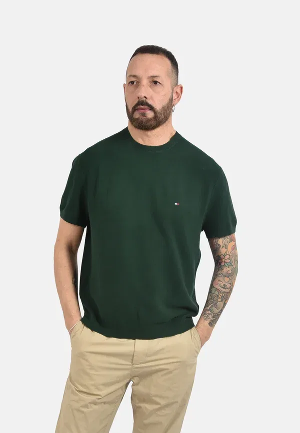 Футболка хлопковая basic t-shirt Tommy Hilfiger, green, зеленый