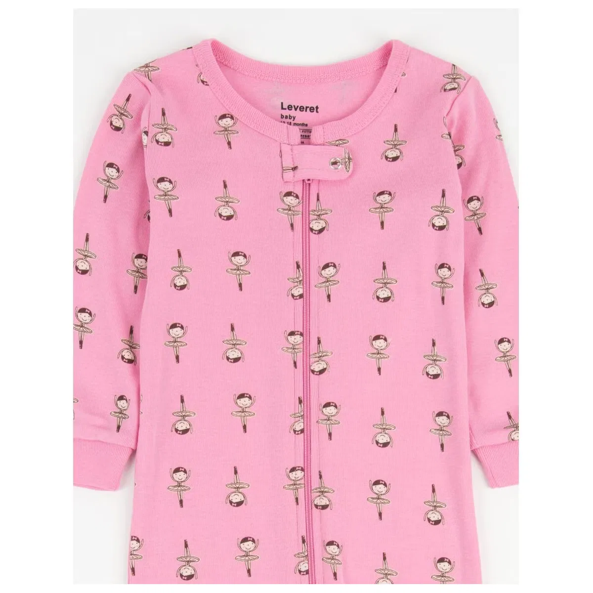 Пижама-комбинезон с закрытыми стопами хлопковая Classic Prints LEVERET, Ballerina — фото 2