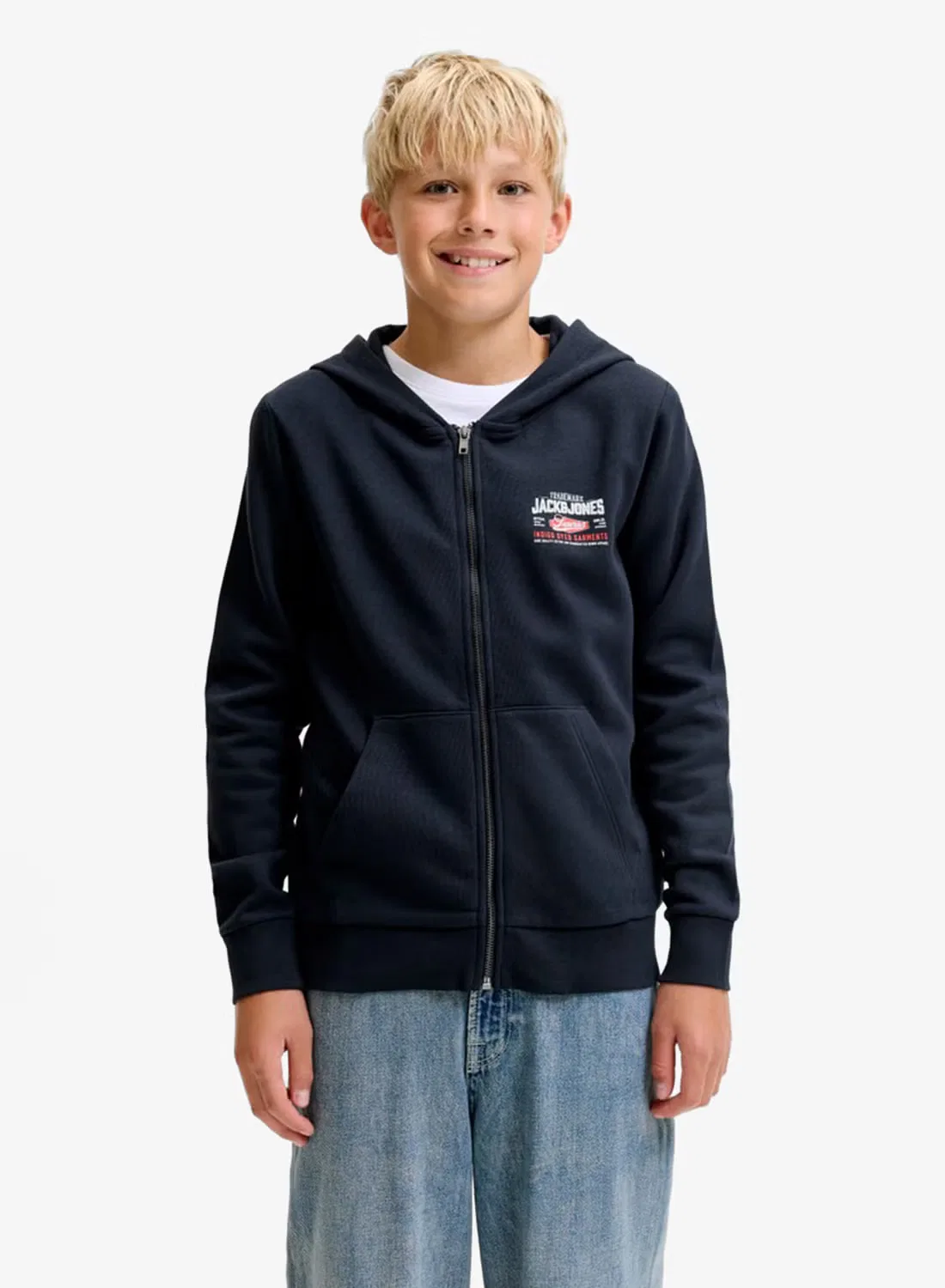 Пуловер детский с круглым выворотом Jack & Jones Junior, темно-синий