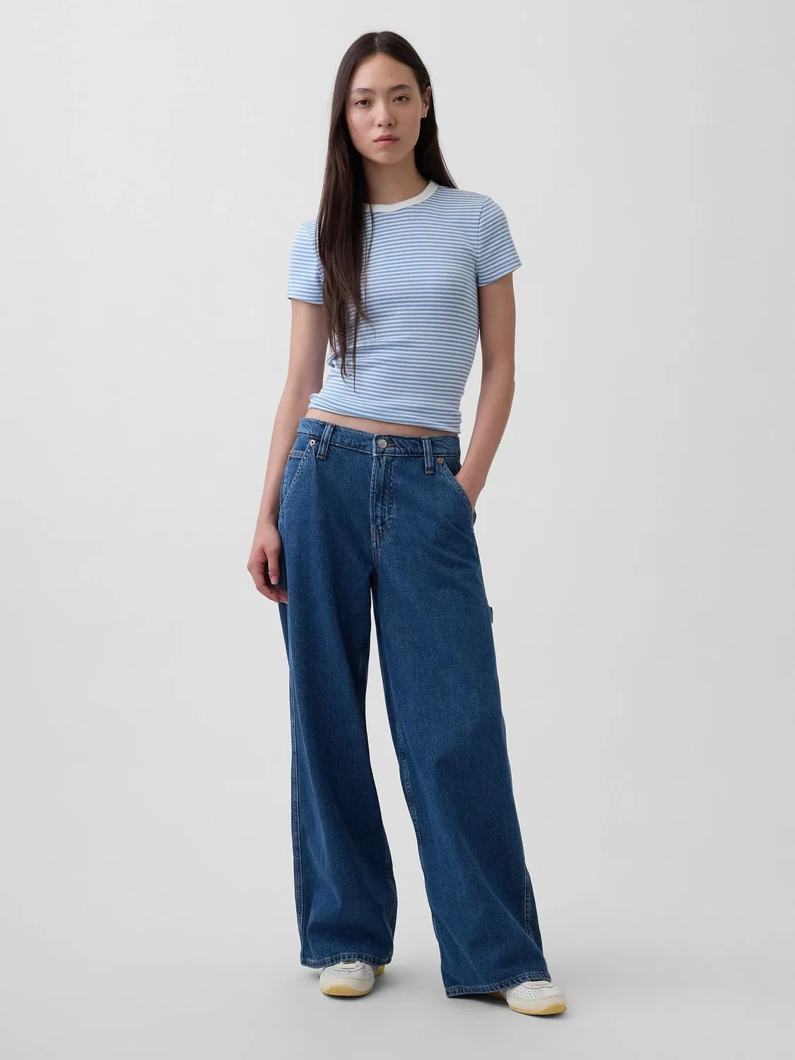 Джинсы мешковатые Gap UltraSoft, темный индиго — фото 4