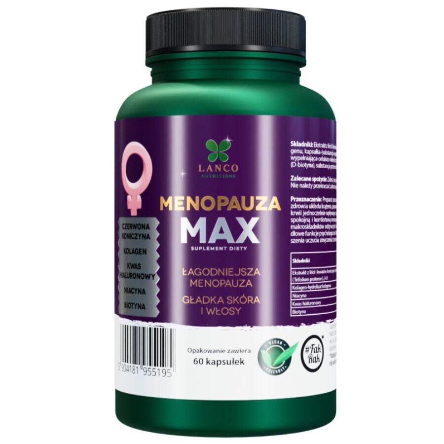 

Lanco Nutritions Menopauza Max БАД для женщин 40+, 60 капсул/1 упаковка