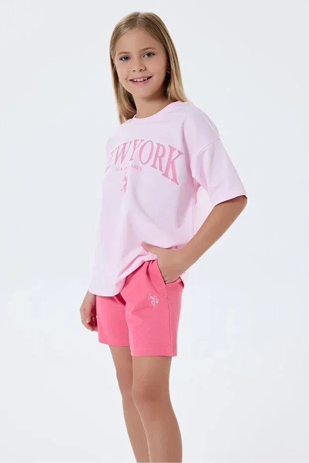 Детский комплект шорт для девочек с футболкой Basics U.S. Polo Assn., Pink