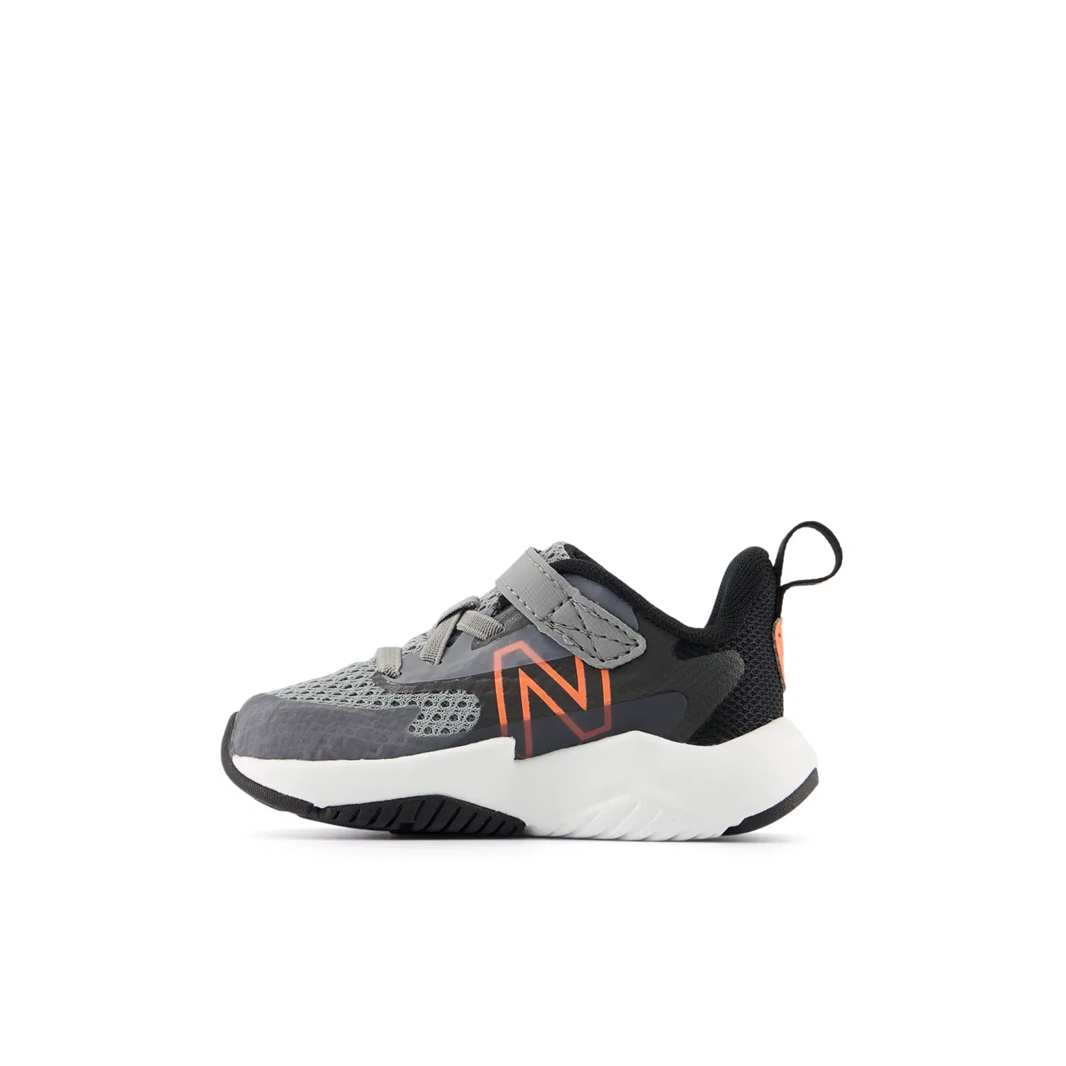 Детские кроссовки на шнурках с верхней застежкой Rave Run v2 Bungee Lace with Top Strap New Balance, Slate Grey With Black And Tangerine Heat — фото 3