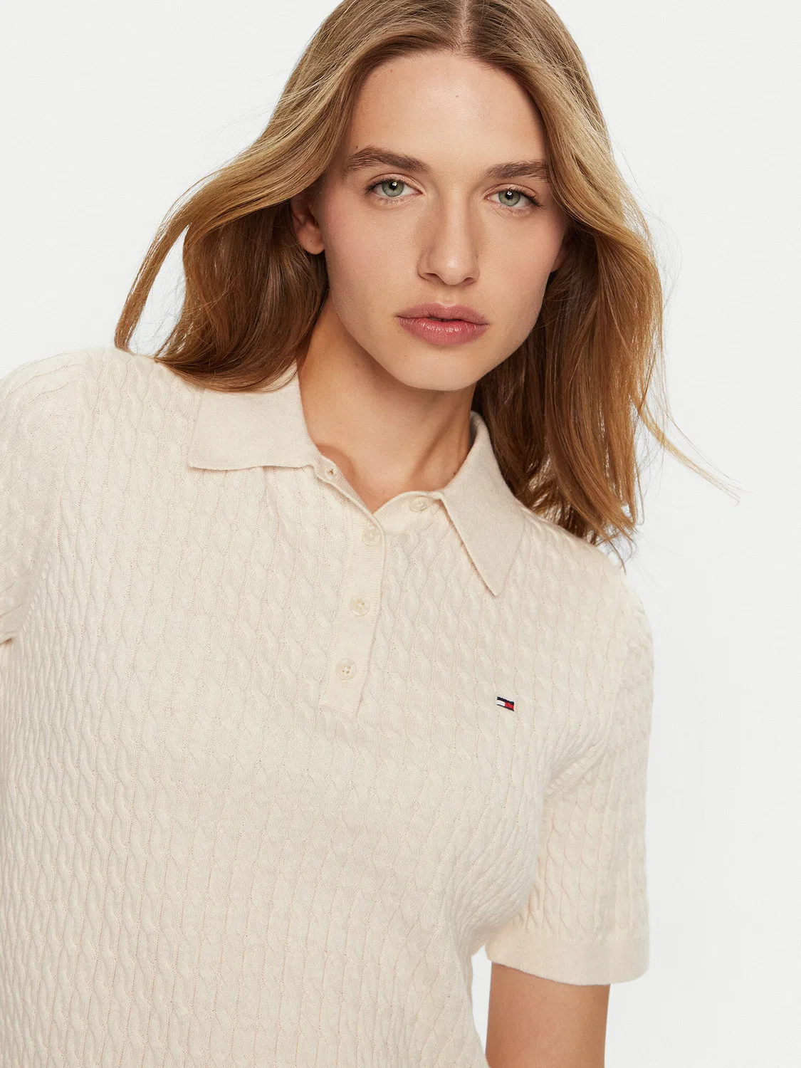 Женское поло стандартного кроя Tommy Hilfiger, кремовый — фото 4