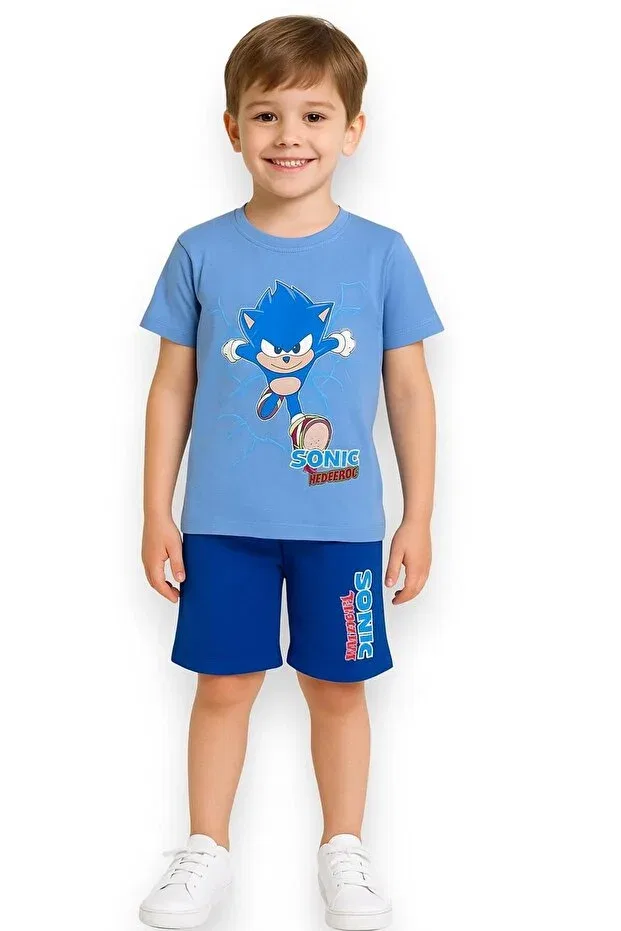 Детская футболка для мальчиков с принтом Sonic Crew Neck T-Shirt Little Tortoise, Blue