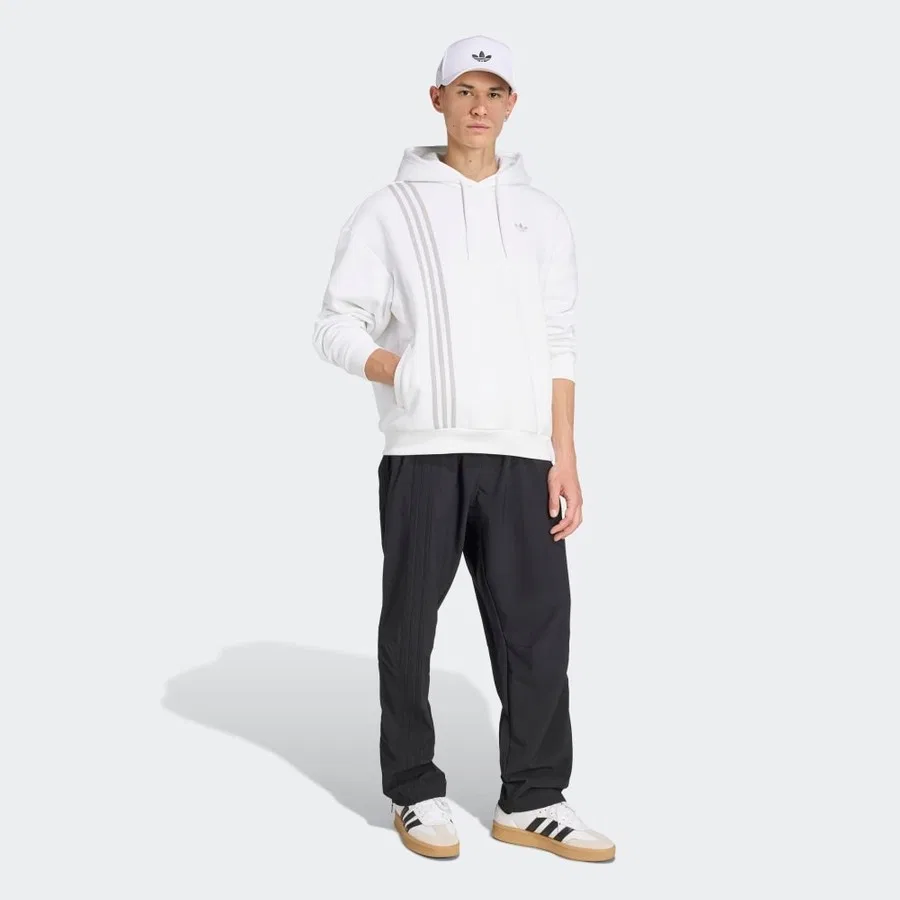Мужской худи с капюшоном, однотонный, adidas, Белый — фото 3