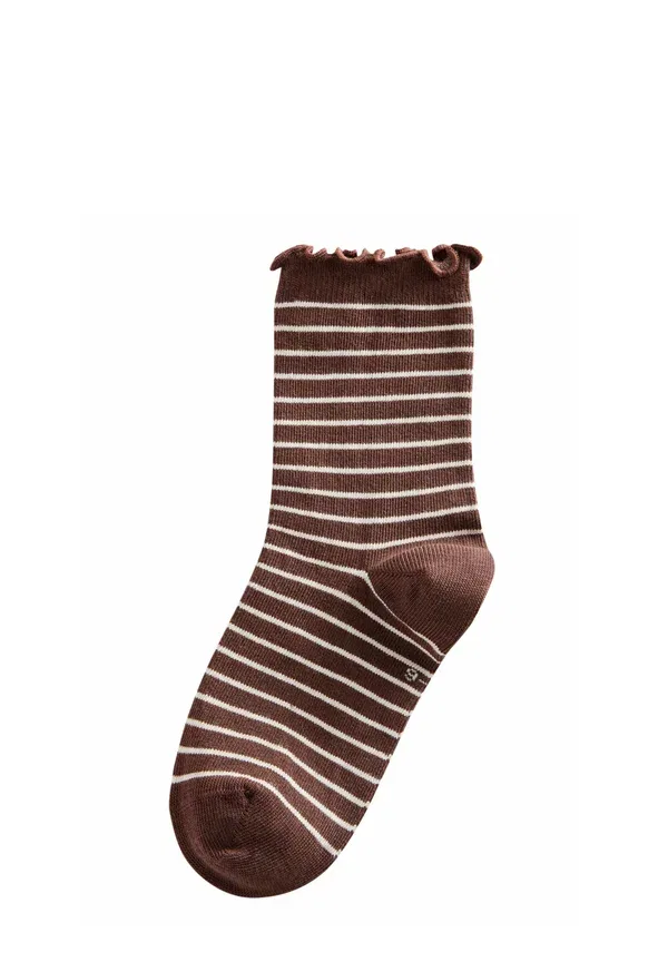 Носки 4 пары полосатые Rich frill fluted ankle Next, красный/зеленый/кремовый и коричневый — фото 3