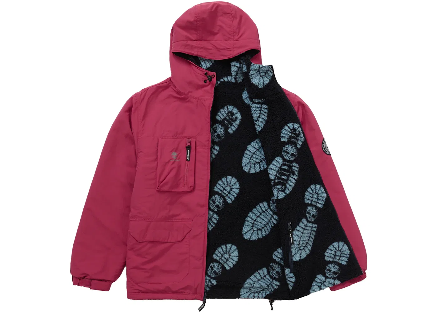 Мужская куртка из рипстопа с принтом Supreme Timberland Reversible Ripstop Jacket, Burgundy — фото 2