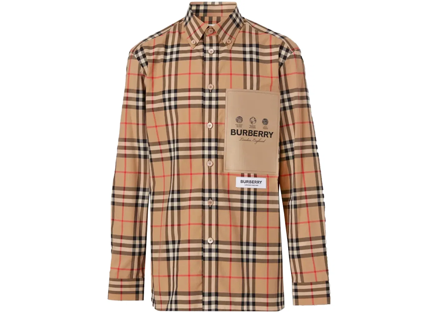 Мужская рубашка из хлопкового поплина с принтом Burberry Shirt, Archive Beige