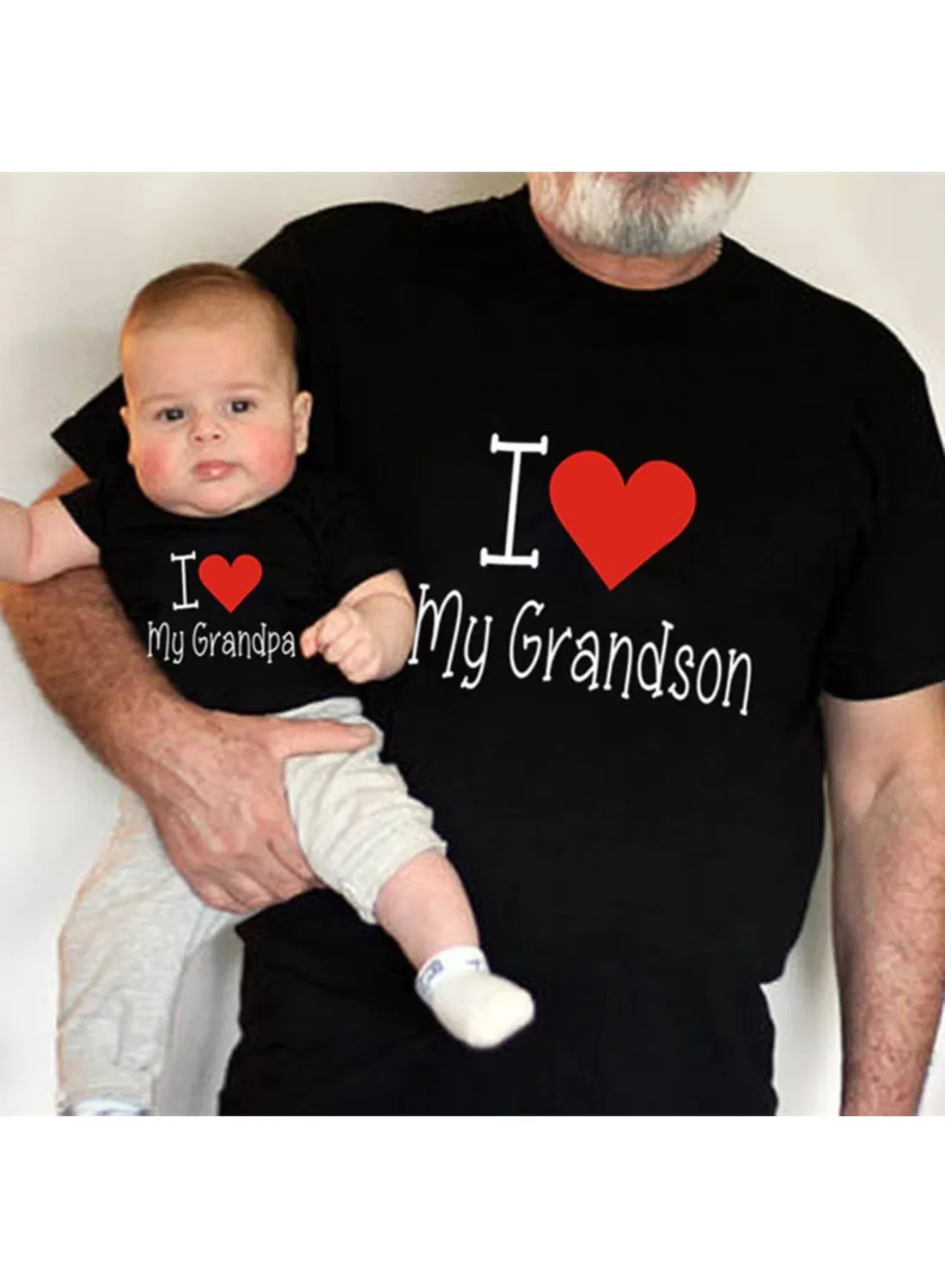 Футболка с принтом I love my grandpa / grandson Matching Family Outfits, черный — фото 2