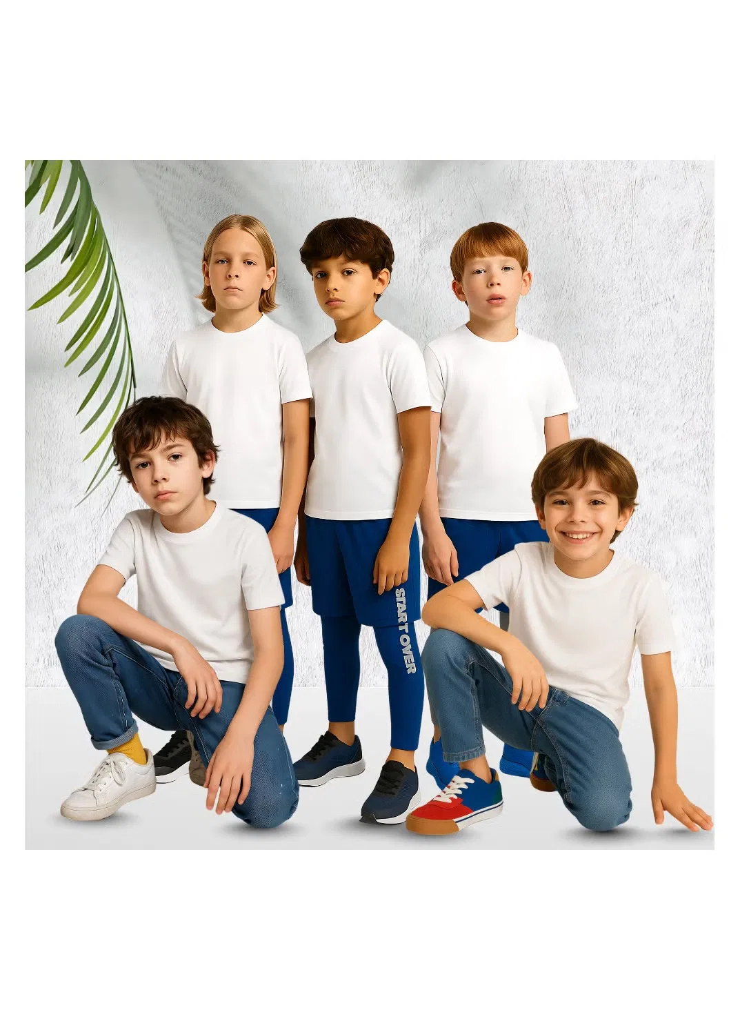 Комплект футболок с коротким рукавом, 5 штук, Printshop4Me, белый — фото 4
