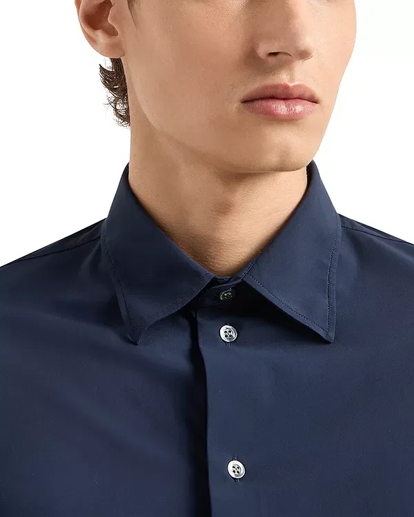 Мужская рубашка из стрейч-ткани Essential Emporio Armani, Total Eclipse — фото 4