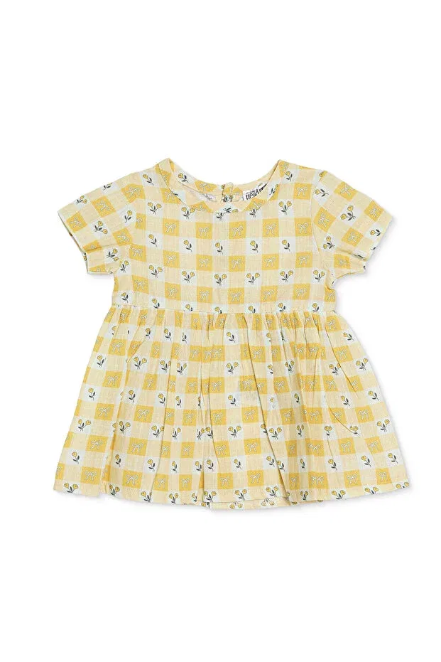 Детское платье для девочек с принтом Hellobaby Ebebek Hello Baby, Yellow Printed