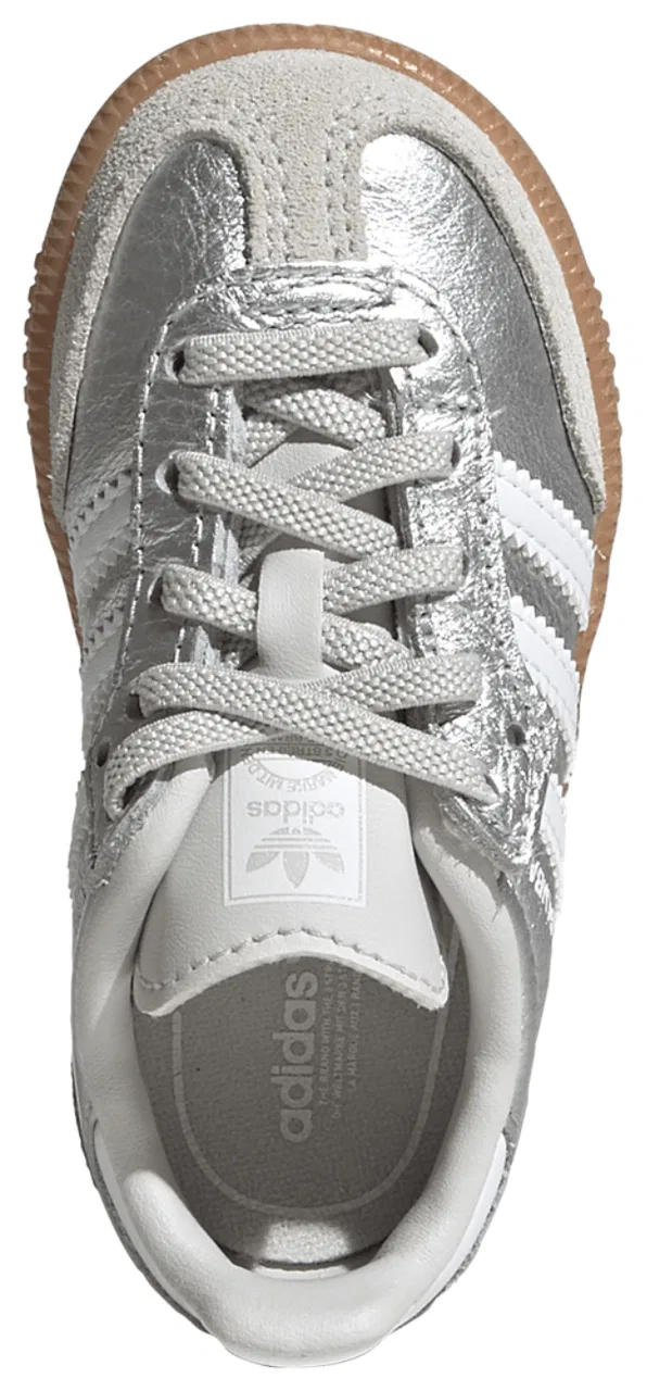 Детские кроссовки для девочек с кожаным верхом Samba adidas, Silver White — фото 4