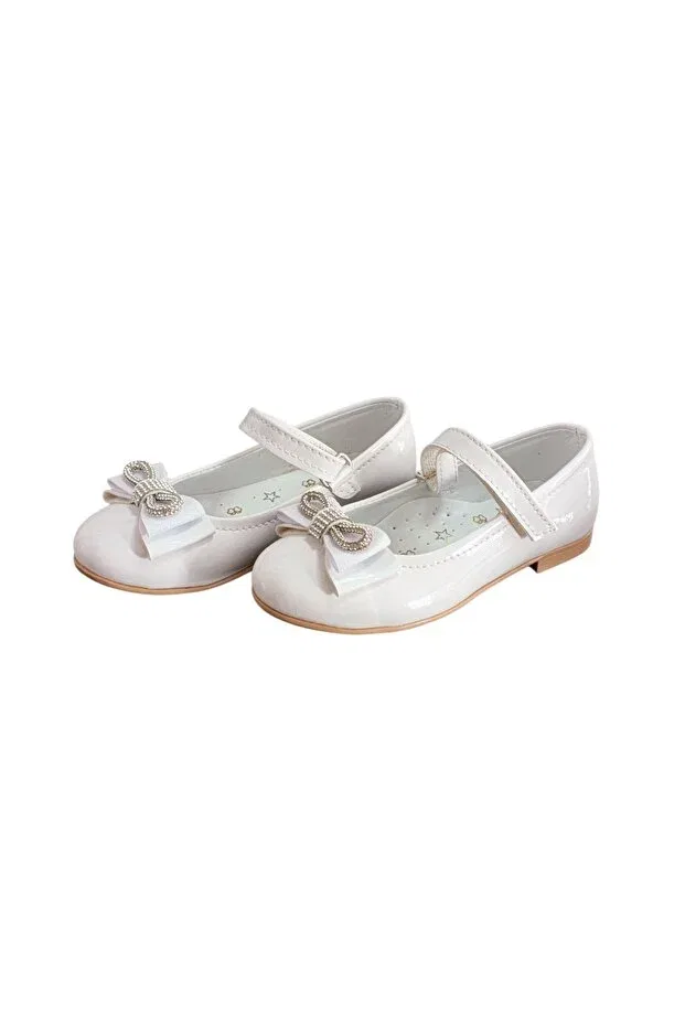 Детские балетки для девочек с бантом Alba Kids, White