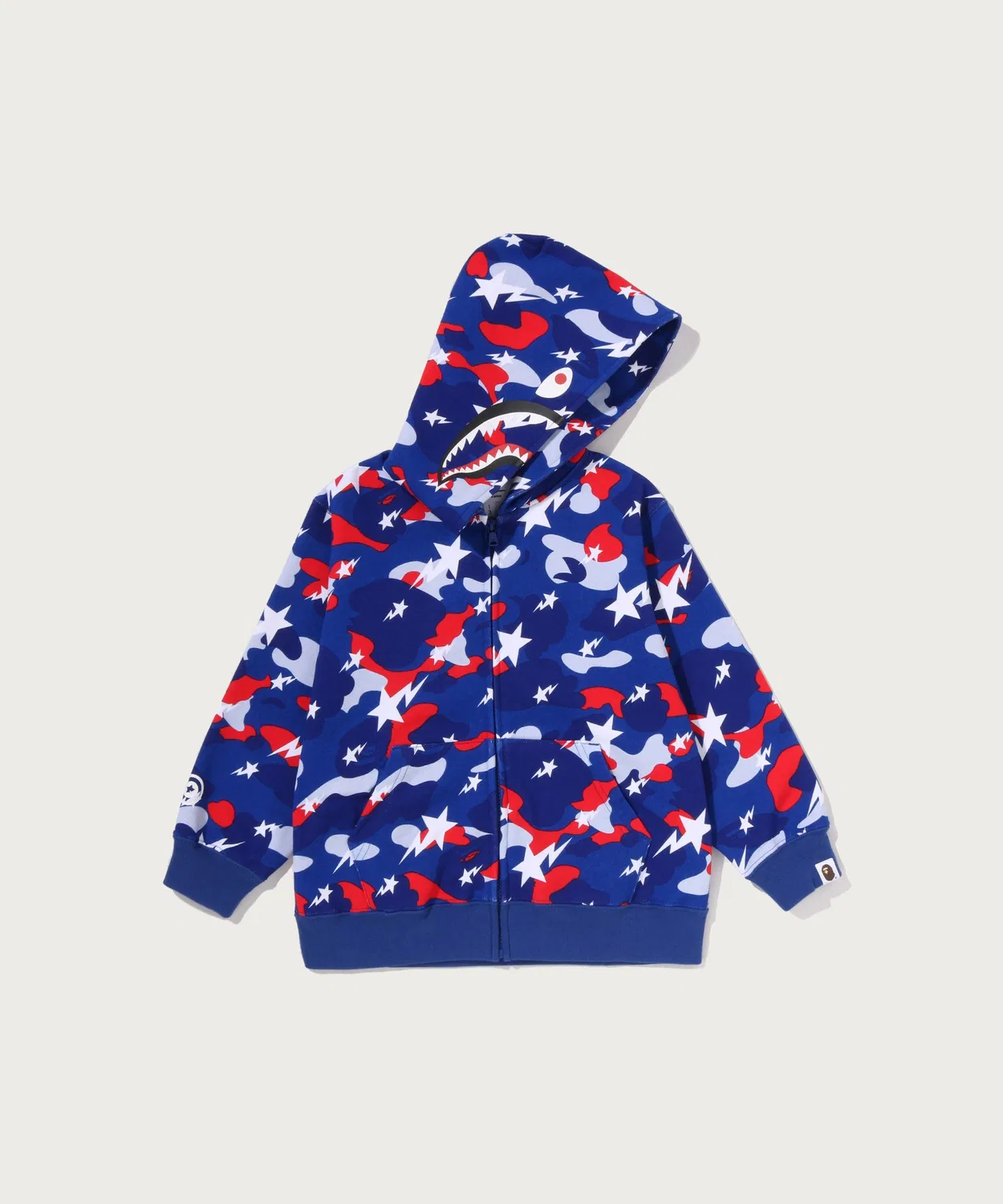 Детский худи с принтом STA STRIKE CAMO SHARK ZIP HOODIE A BATHING APE, Blue