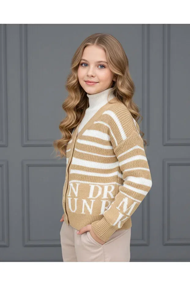 Детский кардиган для девочек с принтом Minimoda Kids, Mink — фото 2