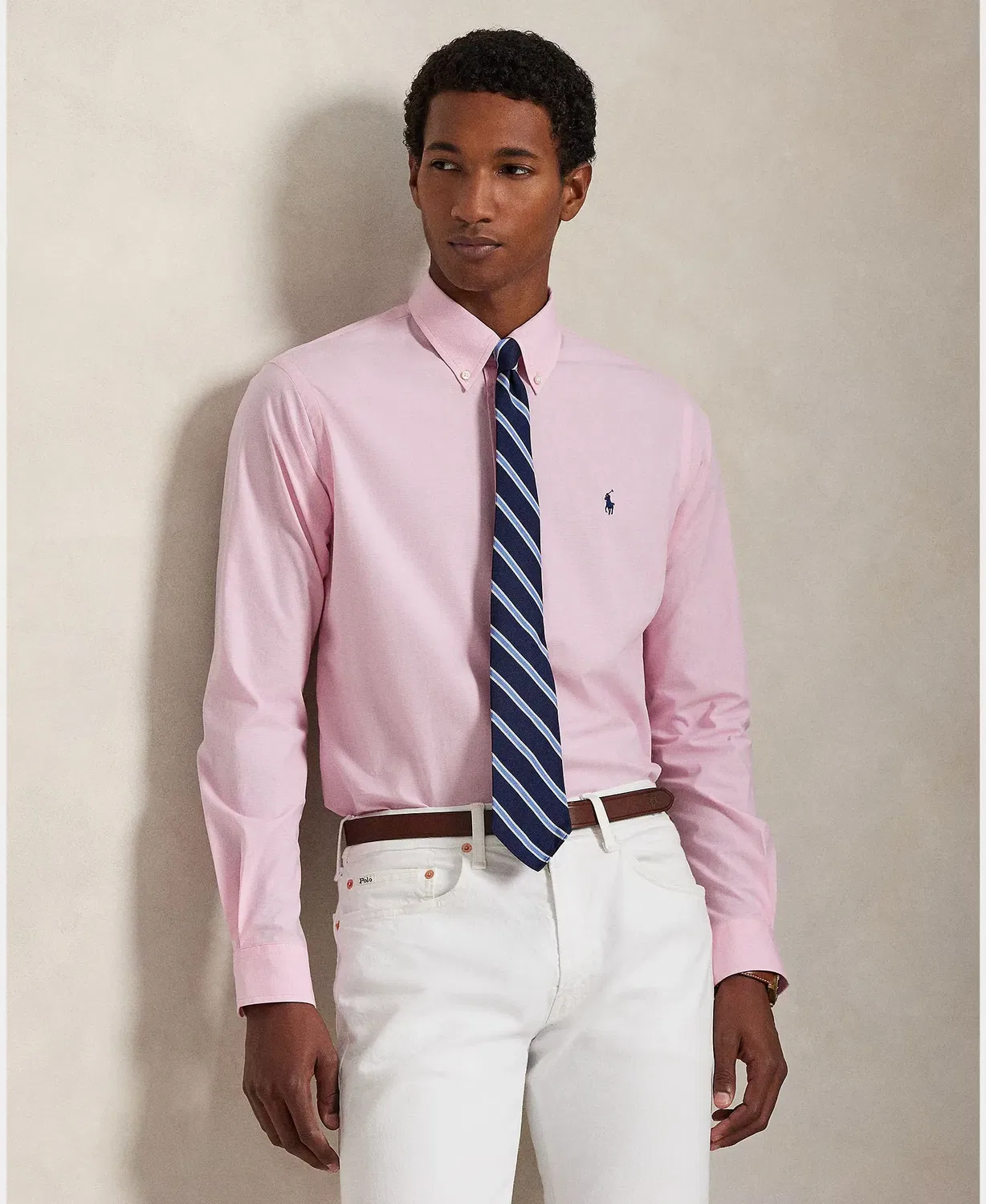 Мужская рубашка с принтом Custom Fit Polo Ralph Lauren, Rosa Claro