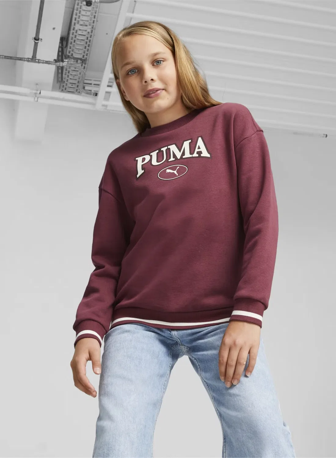 Свитшот с вышивкой Squad Puma, темно-красный