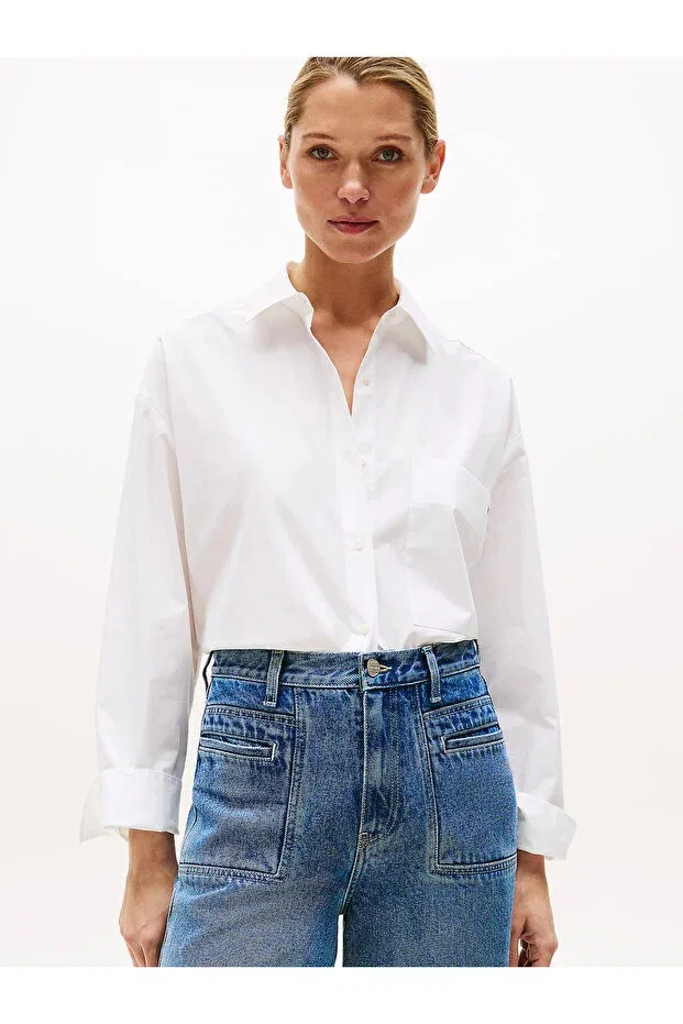 Женская рубашка классическая с длинным рукавом Basics Tommy Hilfiger, White