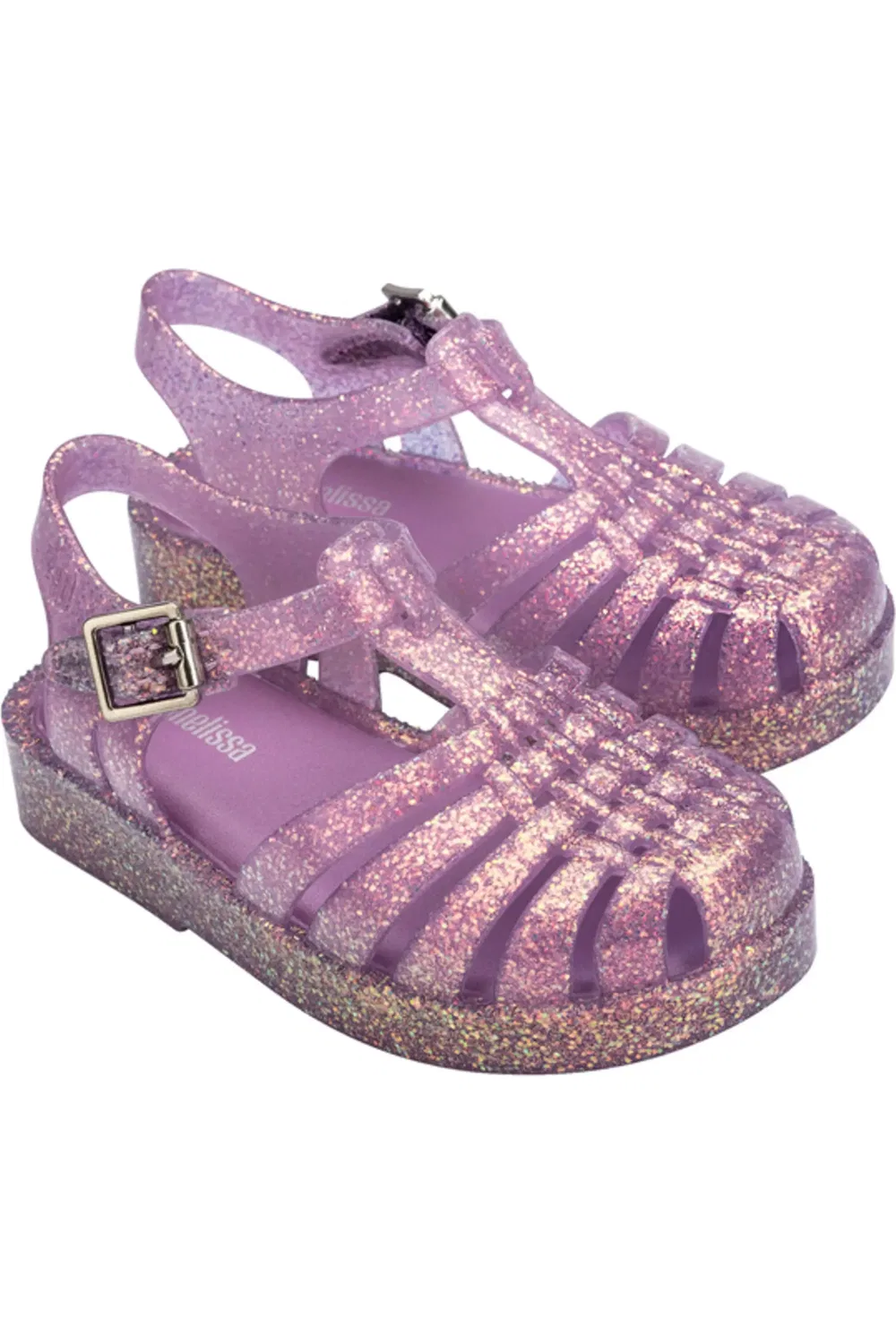 Сандалии детские на липучке Mini Posses Mini Melissa, Glitter Lilac
