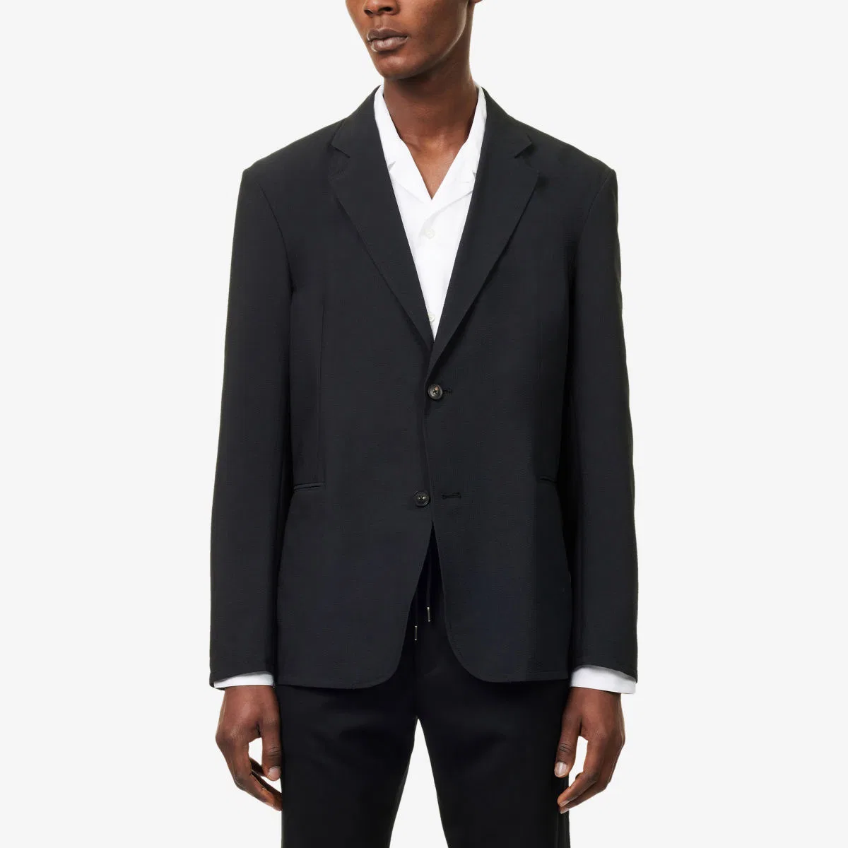 Однобортный тканый блейзер из сирсакера Emporio Armani — фото 3