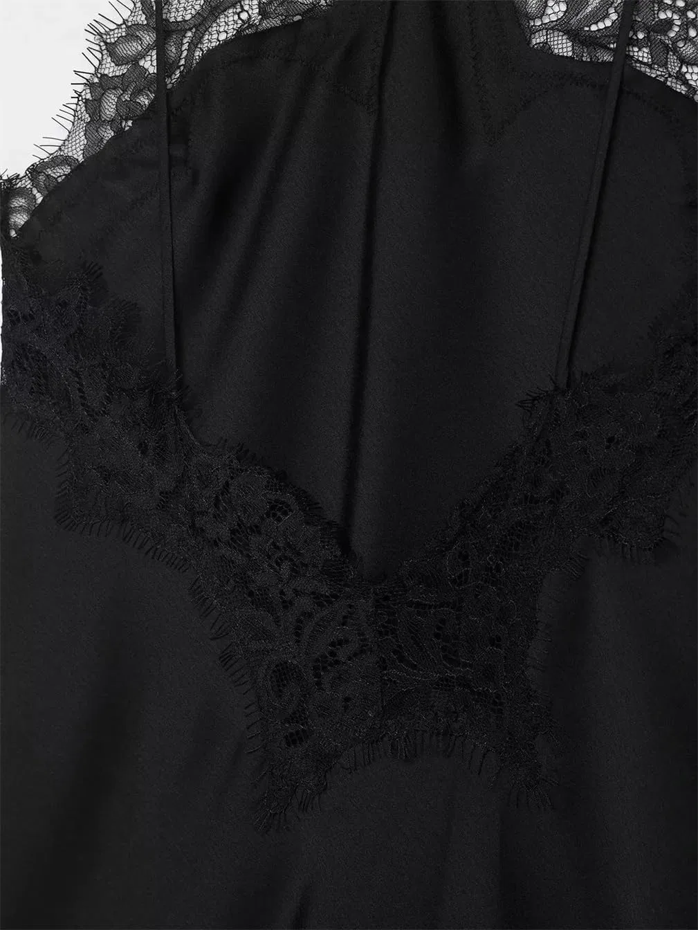 Женское атласное платье с кружевным подолом Irregular, Black — фото 2