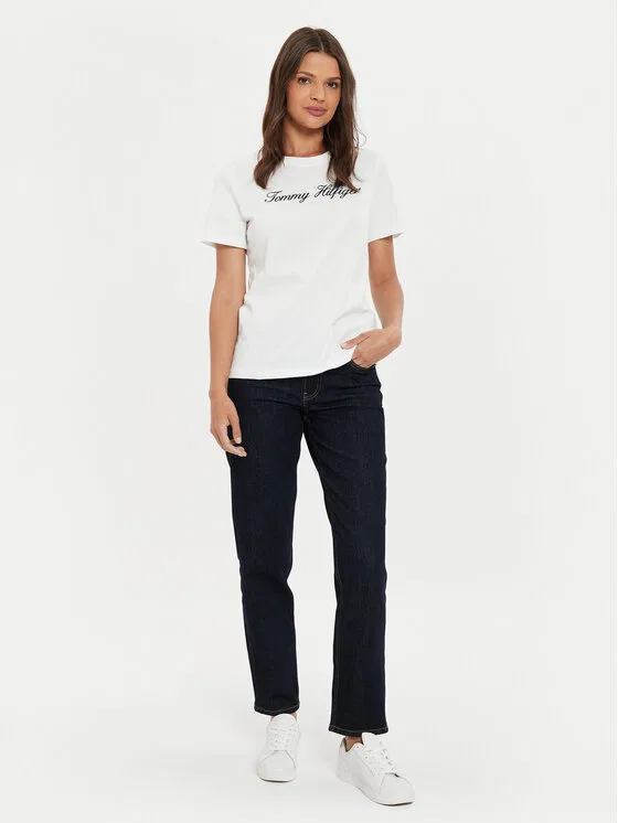 Футболка regular fit Script Tommy Hilfiger, кремовый — фото 2
