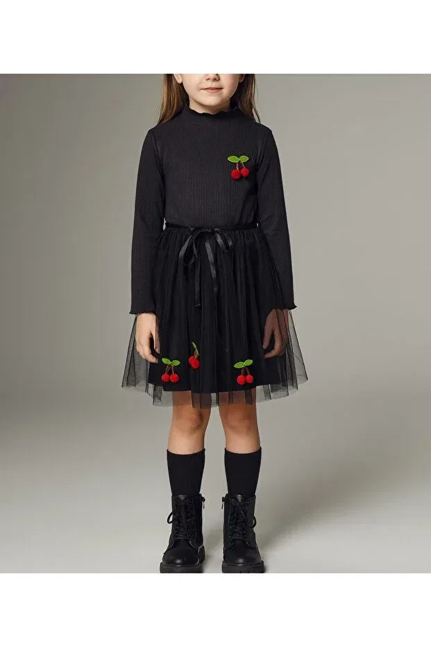 Детское платье для девочек с коротким рукавом Bonalind, Long-Black