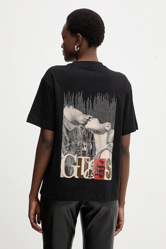

Хлопковая футболка Guess, черный