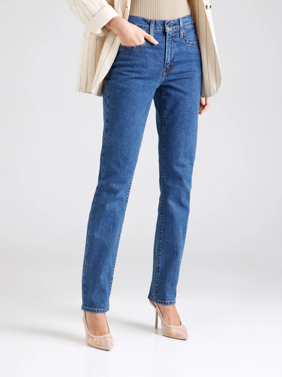 Джинсы LEVI'S Slim fit '724 High Rise Straight Jeans' синего цвета — фото 3