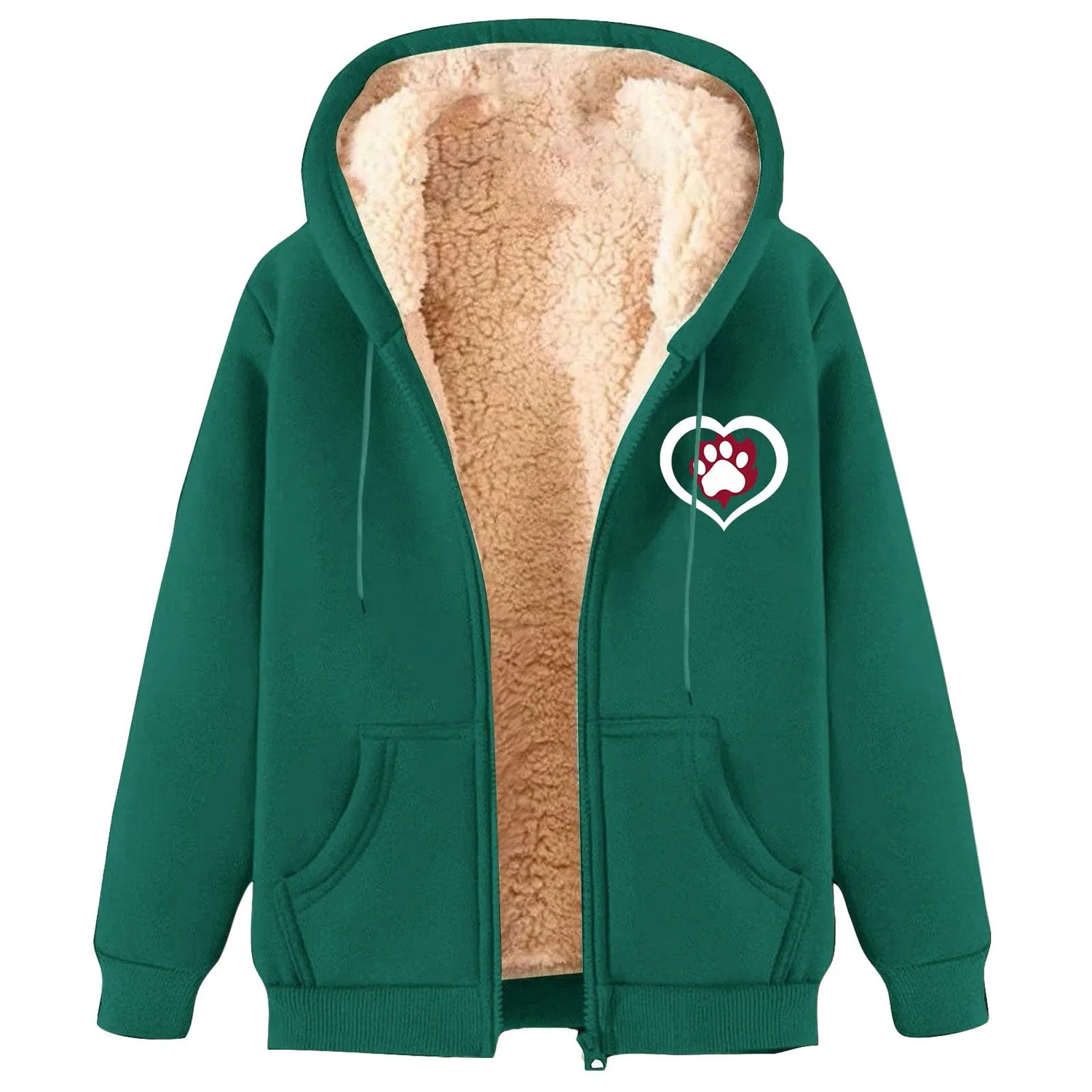 Мужская куртка с капюшоном на флисе Autumn / Winter Cotton Sweatshirt Plus Thick Cardigan, F-green