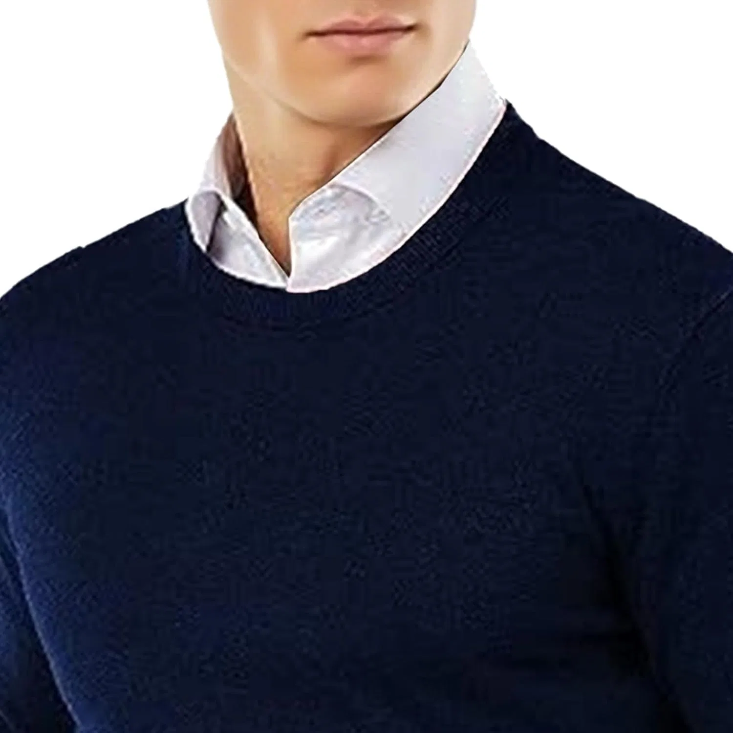 Мужской свитер из вязаного трикотажа с капюшоном, тёмно-синий — фото 3