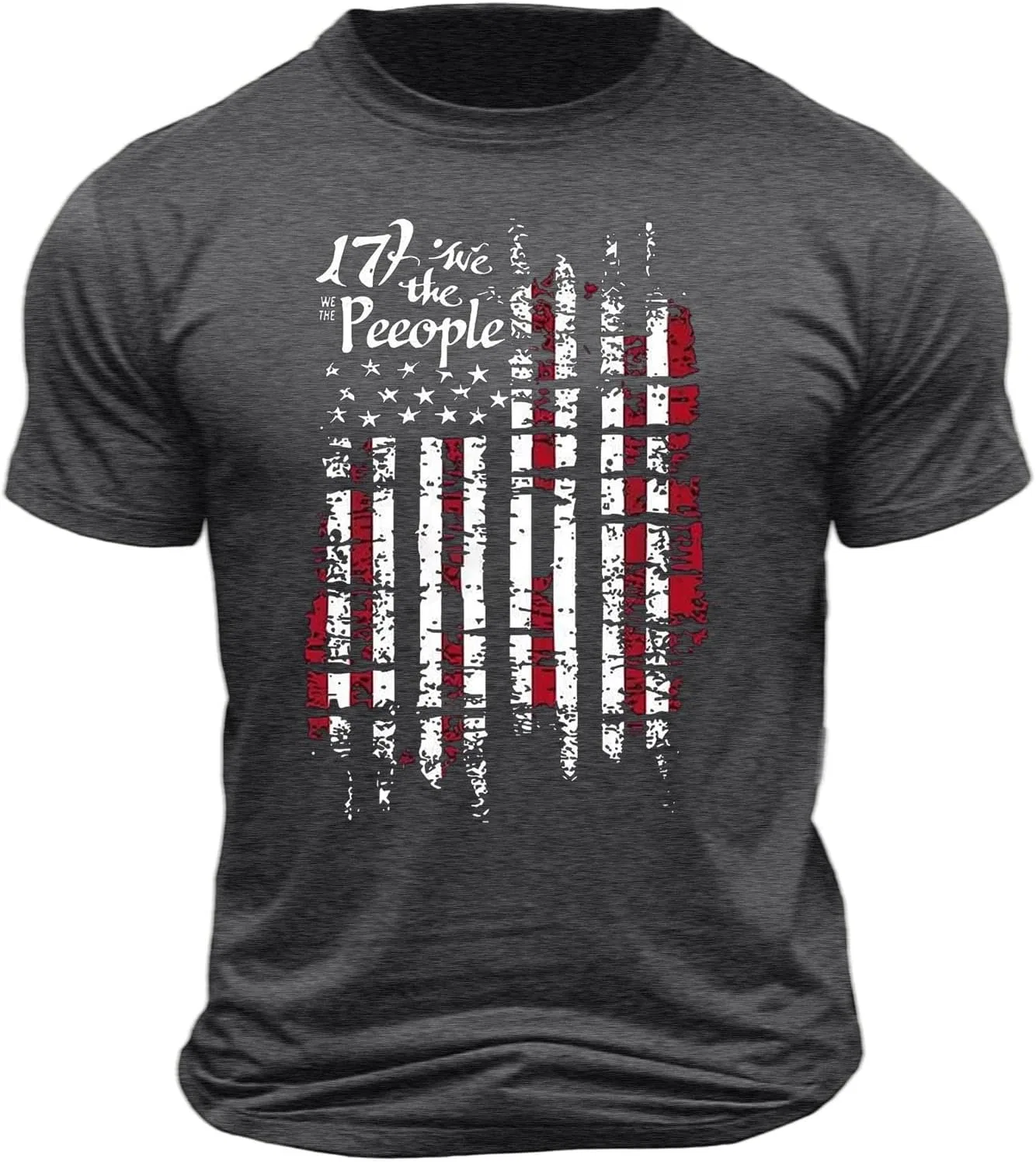 Мужская футболка с американским флагом Independence Day Graphic Tee, Gray — фото 3