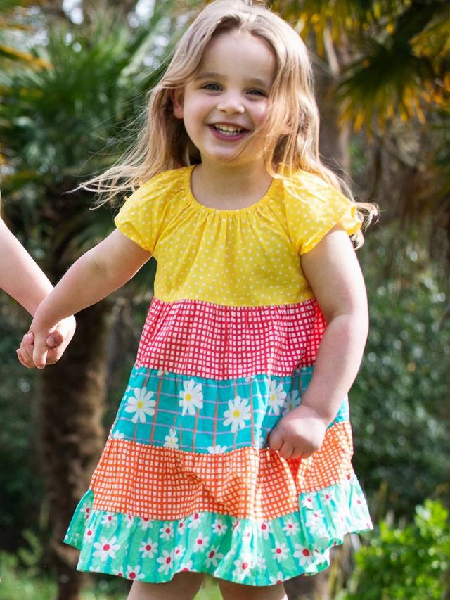 Детское платье Dorothy из органического хлопка с ярусами Frugi, Rainbow Hotchpotch — фото 3
