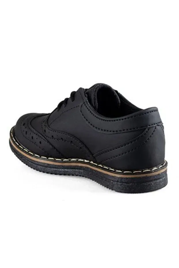 Детские повседневные ортопедические туфли на шнуровке Magic Shoes, Black Mat — фото 3
