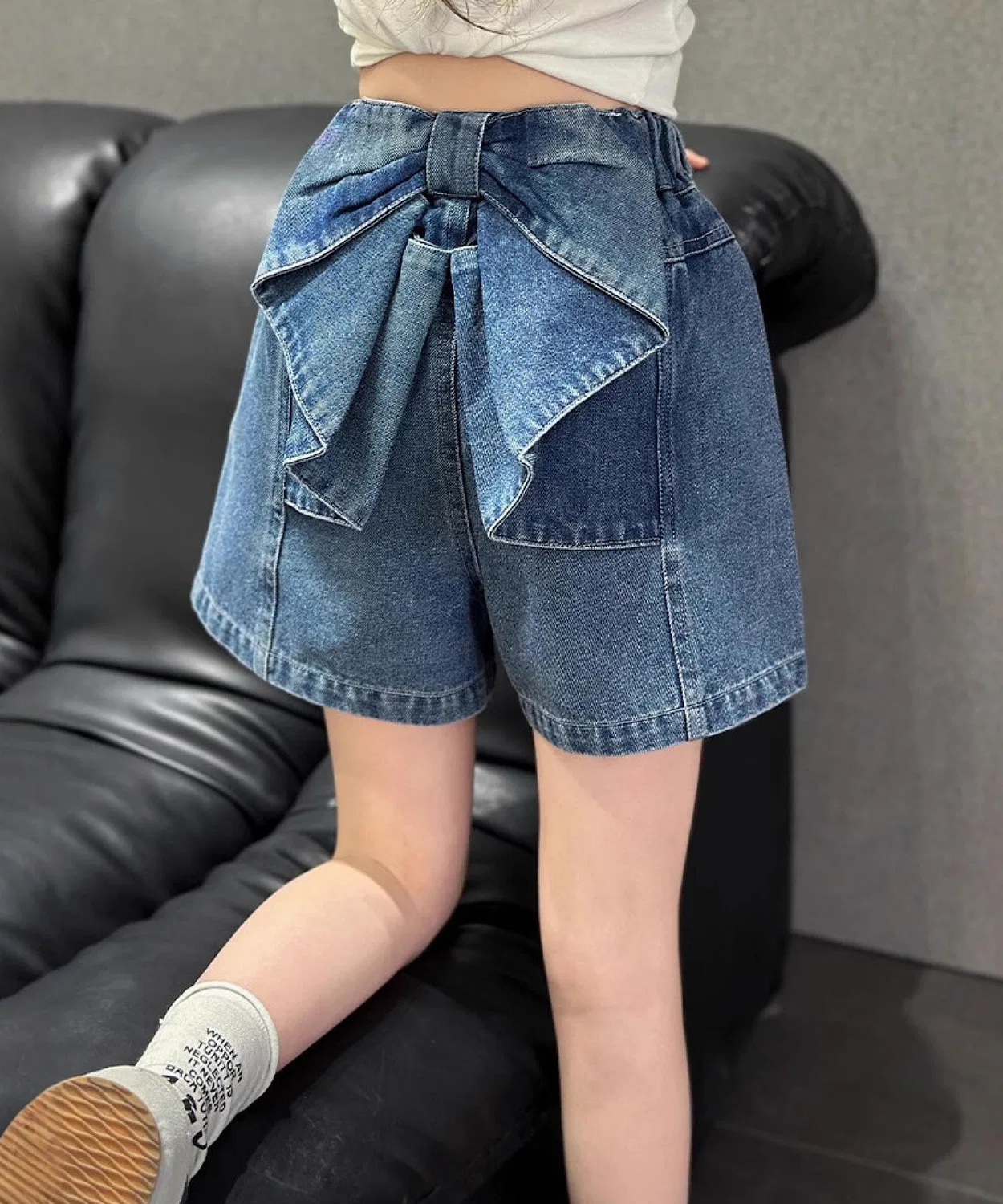 Детские джинсовые шорты с бантом lulunoix CERCA, Blue — фото 2
