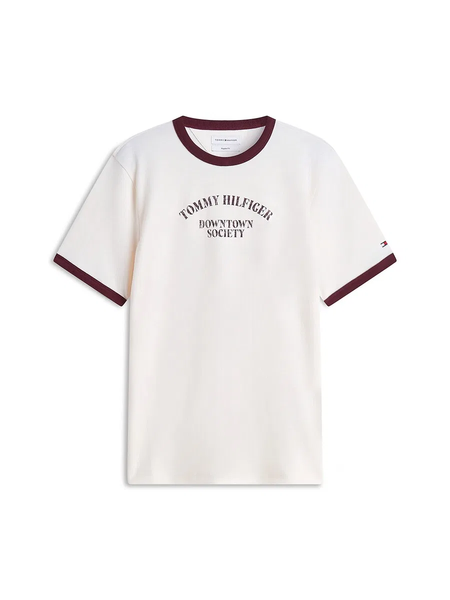 Футболка TOMMY HILFIGER Ringer из белой шерсти