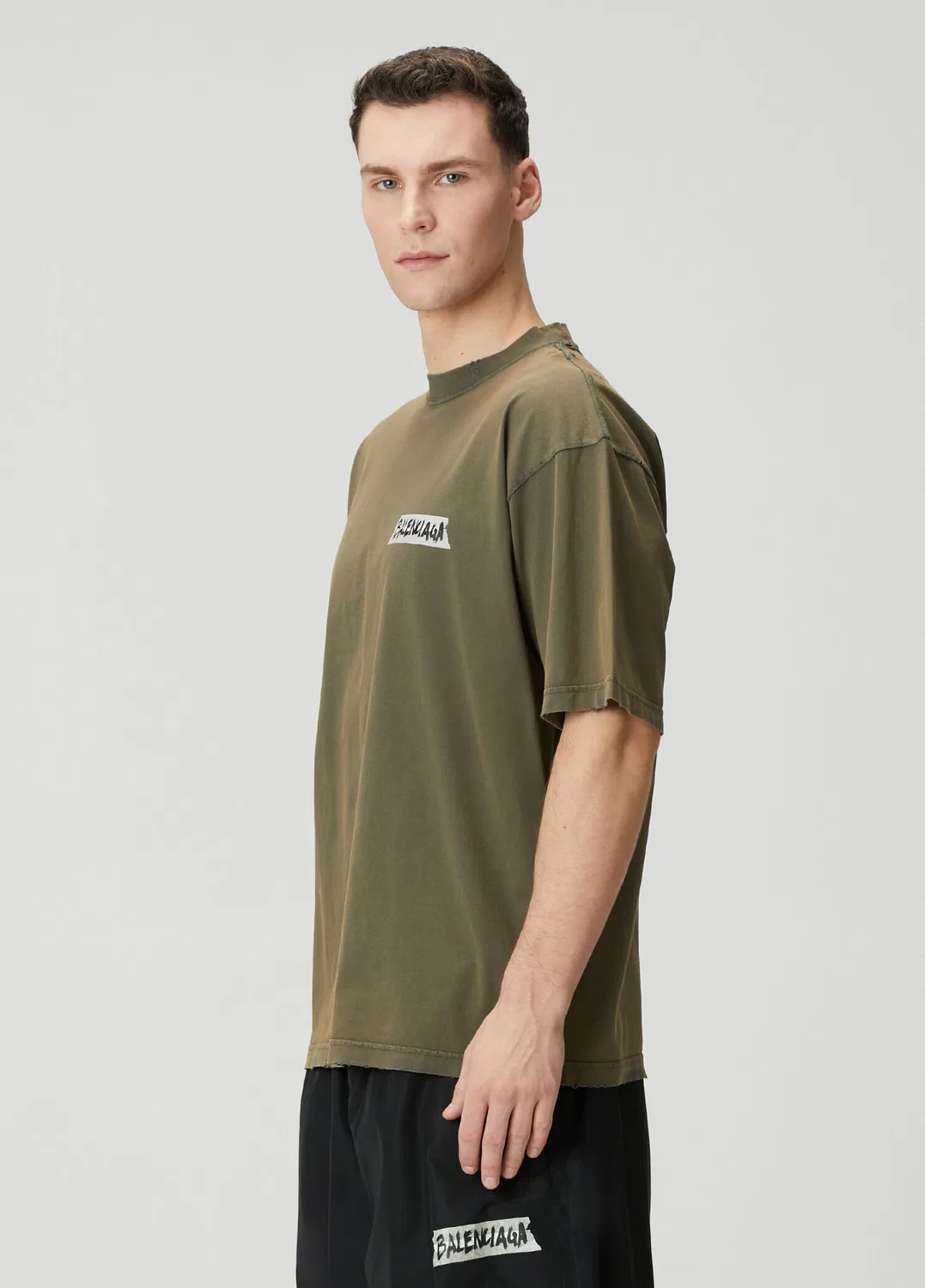 Футболка с принтом Balenciaga, khaki — фото 3